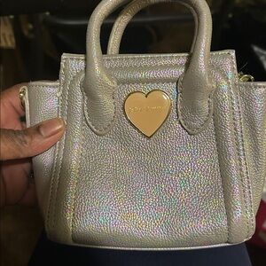 Betsey Johnson Dreamwork Troll Iridescent Shimmer Silver Gray Mini Bag Crossbody